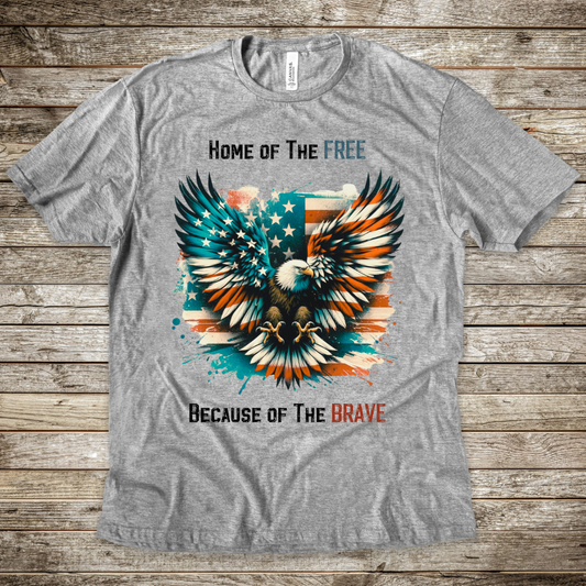 Home of the Free Because of the Brave Eagle Short Sleeve T-Shirt